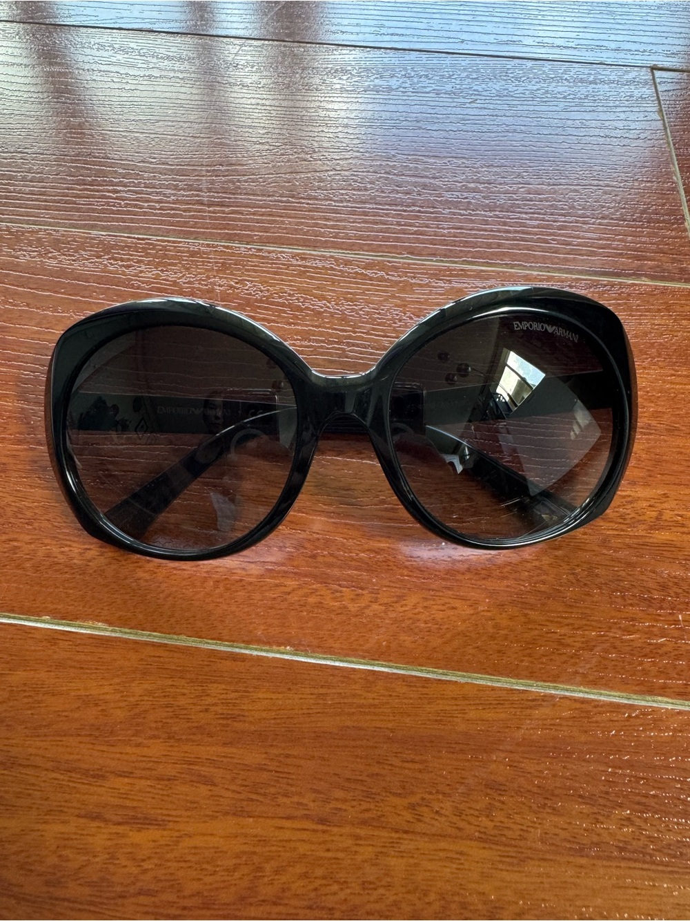 Emporio Armani Black Oversized Round Women's Sunglasses